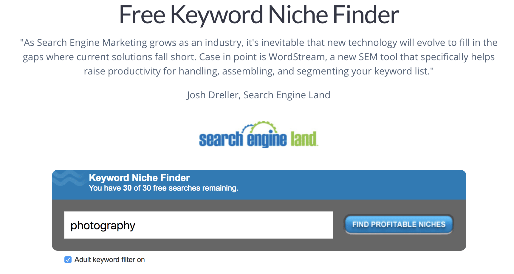 Free Keyword Niche Finder Tool